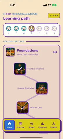 Piamo learning path screen